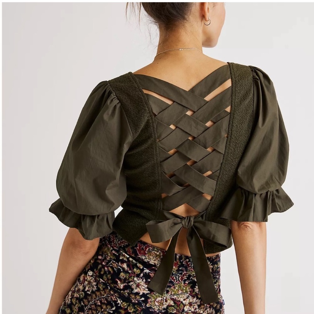 Anthropologie Tie-Back Corset Top Sz XL